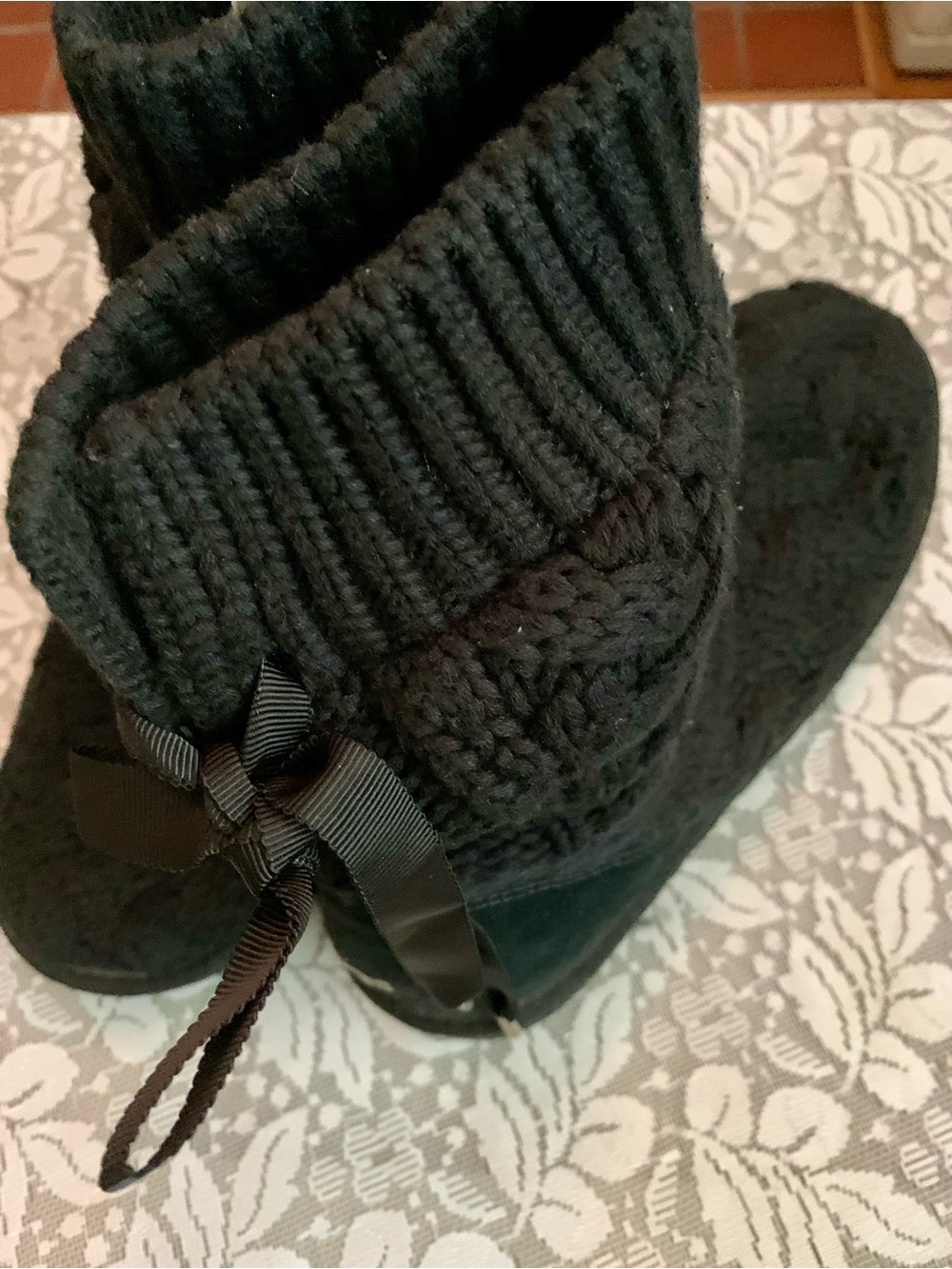 Uggs Australia Isla Black Cable Knit Sweater Slip On Booties